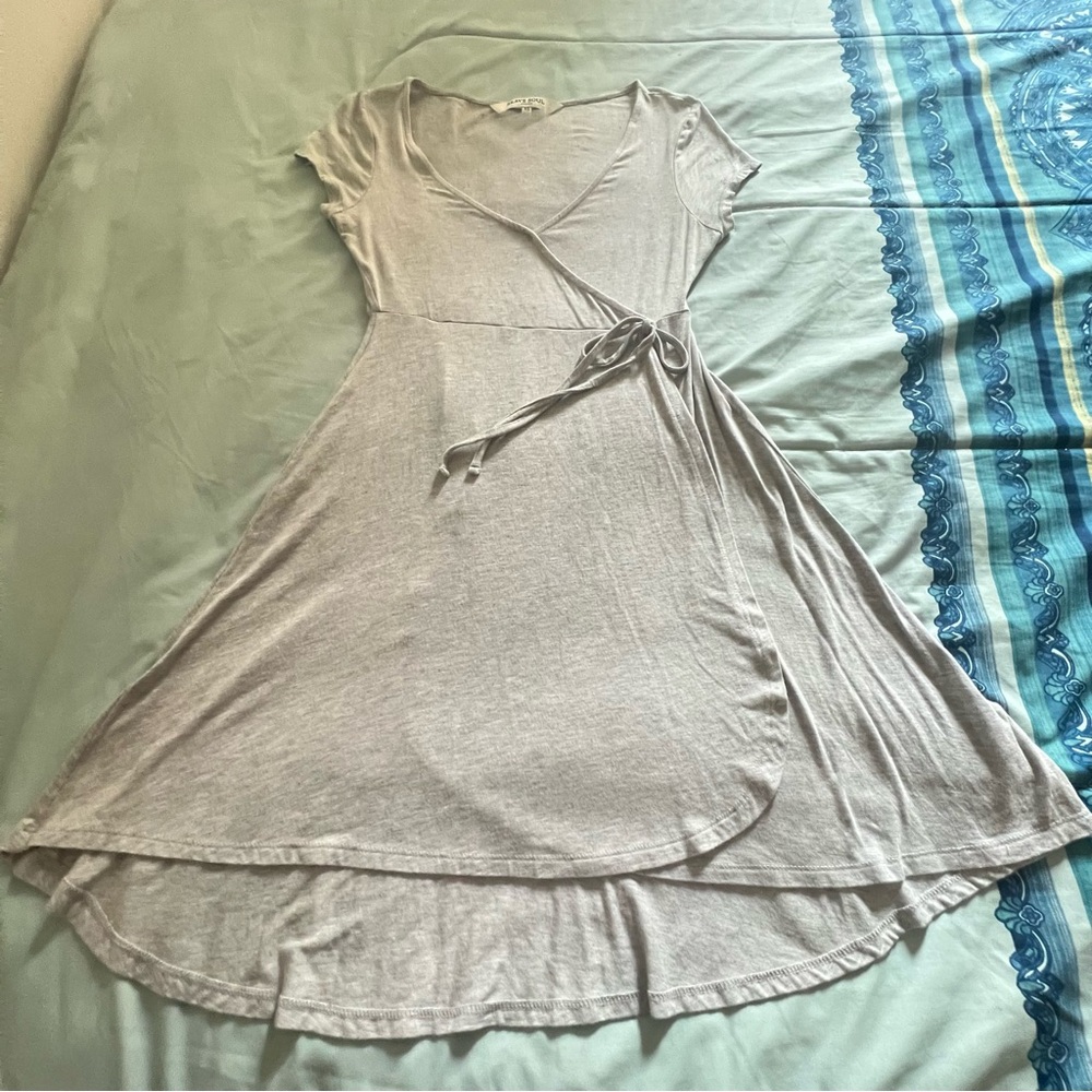 Brave Soul Light Gray High Low Wrap Dress